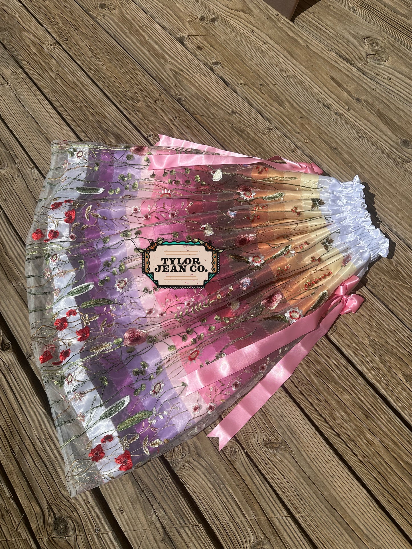 “Florals” overlay ribbon skirt