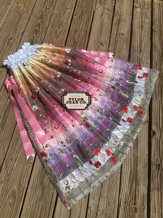 “Florals” overlay ribbon skirt